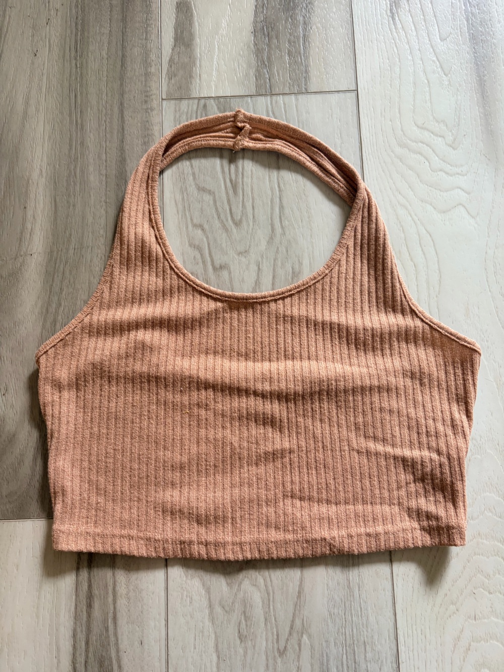 Ribbed Sleeveless Tank Top - Peach